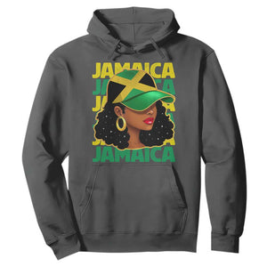 Proud Jamaican Afro Black Woman Jamaica Flag Pride Hoodie TS10 Dark Heather Print Your Wear