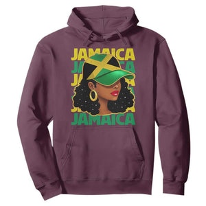 Proud Jamaican Afro Black Woman Jamaica Flag Pride Hoodie TS10 Maroon Print Your Wear