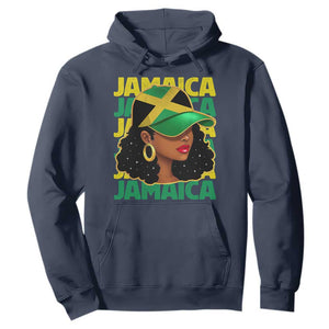 Proud Jamaican Afro Black Woman Jamaica Flag Pride Hoodie TS10 Navy Print Your Wear