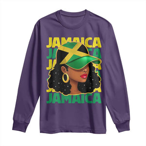 Proud Jamaican Afro Black Woman Jamaica Flag Pride Long Sleeve Shirt TS10 Purple Print Your Wear