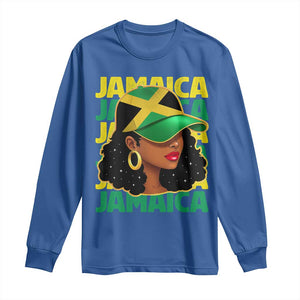 Proud Jamaican Afro Black Woman Jamaica Flag Pride Long Sleeve Shirt TS10 Royal Blue Print Your Wear