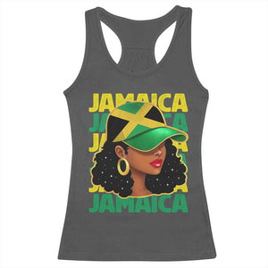 Proud Jamaican Afro Black Woman Jamaica Flag Pride Racerback Tank Top TS10 Dark Heather Print Your Wear