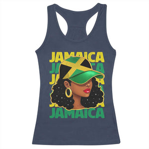 Proud Jamaican Afro Black Woman Jamaica Flag Pride Racerback Tank Top TS10 Navy Print Your Wear