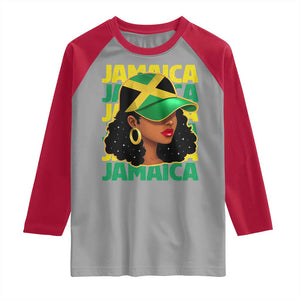 Proud Jamaican Afro Black Woman Jamaica Flag Pride Raglan Shirt TS10 Sport Gray Red Print Your Wear