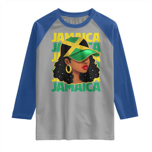 Proud Jamaican Afro Black Woman Jamaica Flag Pride Raglan Shirt TS10 Sport Gray Royal Print Your Wear