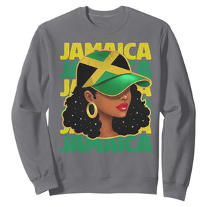 Proud Jamaican Afro Black Woman Jamaica Flag Pride Sweatshirt TS10 Charcoal Print Your Wear
