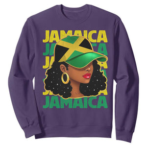 Proud Jamaican Afro Black Woman Jamaica Flag Pride Sweatshirt TS10 Purple Print Your Wear