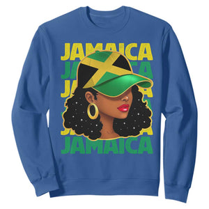 Proud Jamaican Afro Black Woman Jamaica Flag Pride Sweatshirt TS10 Royal Blue Print Your Wear