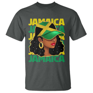 Proud Jamaican Afro Black Woman Jamaica Flag Pride T Shirt TS10 Dark Heather Print Your Wear