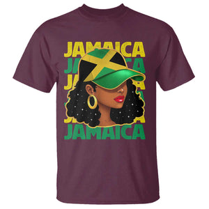 Proud Jamaican Afro Black Woman Jamaica Flag Pride T Shirt TS10 Maroon Print Your Wear