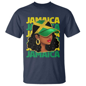 Proud Jamaican Afro Black Woman Jamaica Flag Pride T Shirt TS10 Navy Print Your Wear