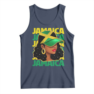 Proud Jamaican Afro Black Woman Jamaica Flag Pride Tank Top TS10 Navy Print Your Wear