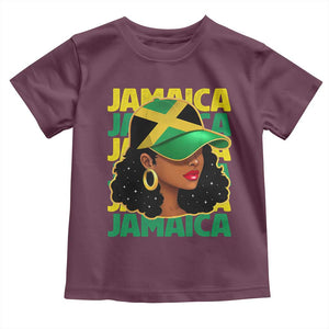 Proud Jamaican Afro Black Woman Jamaica Flag Pride Toddler T Shirt TS10 Maroon Print Your Wear