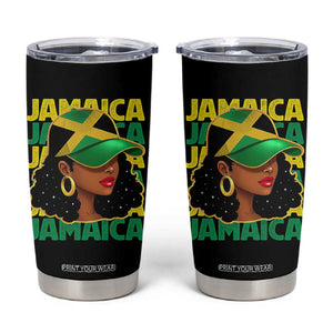 Proud Jamaican Afro Black Woman Jamaica Flag Pride Tumbler Cup TS10 Black Print Your Wear