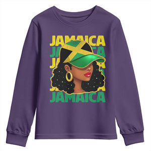 Proud Jamaican Afro Black Woman Jamaica Flag Pride Youth Sweatshirt TS10 Purple Print Your Wear