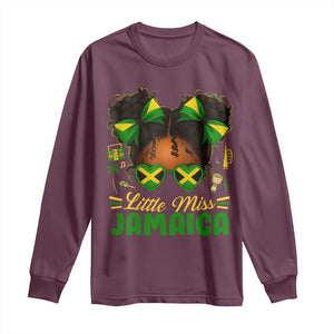 Little Miss Jamaica Long Sleeve Shirt Proud Jamaican Afro Black Girls Jamaica Flag Pride TS10 Maroon Print Your Wear