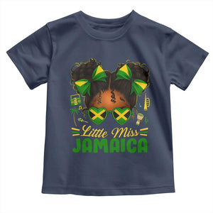 Little Miss Jamaica Toddler T Shirt Proud Jamaican Afro Black Girls Jamaica Flag Pride TS10 Navy Print Your Wear