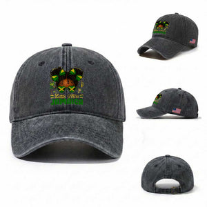 Little Miss Jamaica Washed Cotton Baseball Cap Proud Jamaican Afro Black Girls Jamaica Flag Pride TS10 Washed Cap Universal Fit Dark Gray Print Your Wear