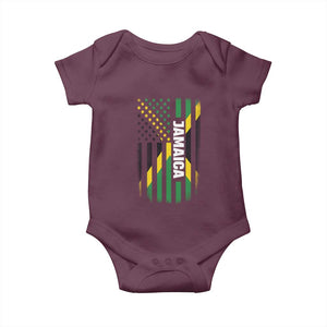 Jamaican American Flag Baby Onesie Distressed Jamaica America Usa Flag TS10 Maroon Print Your Wear