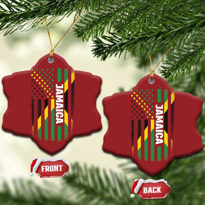 Jamaican American Flag Christmas Ornament Distressed Jamaica America Usa Flag TS10 Snow Flake Red Print Your Wear