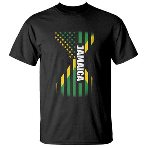 Jamaican American Flag T Shirt Distressed Jamaica America Usa Flag TS10 Black Print Your Wear