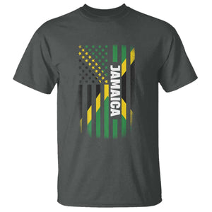 Jamaican American Flag T Shirt Distressed Jamaica America Usa Flag TS10 Dark Heather Print Your Wear