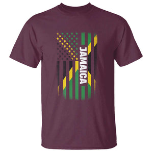 Jamaican American Flag T Shirt Distressed Jamaica America Usa Flag TS10 Maroon Print Your Wear