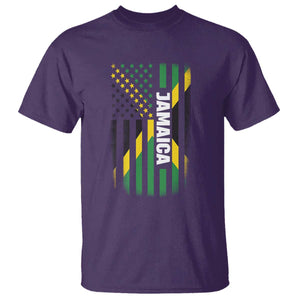 Jamaican American Flag T Shirt Distressed Jamaica America Usa Flag TS10 Purple Print Your Wear