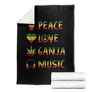 Rasta Weed Throw Blanket Peace Love Ganja Marijuana Cannabis Reggae Music TS10 Black Print Your Wear