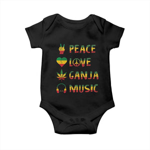 Rasta Weed Baby Onesie Peace Love Ganja Marijuana Cannabis Reggae Music TS10 Black Print Your Wear