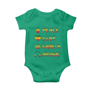 Rasta Weed Baby Onesie Peace Love Ganja Marijuana Cannabis Reggae Music TS10 Irish Green Print Your Wear