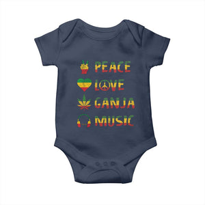 Rasta Weed Baby Onesie Peace Love Ganja Marijuana Cannabis Reggae Music TS10 Navy Print Your Wear