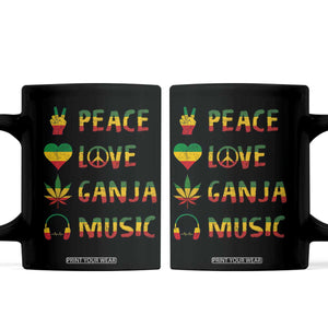 Rasta Weed Coffee Mug Peace Love Ganja Marijuana Cannabis Reggae Music TS10 Black Print Your Wear