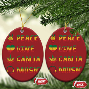 Rasta Weed Christmas Ornament Peace Love Ganja Marijuana Cannabis Reggae Music TS10 Oval Red Print Your Wear