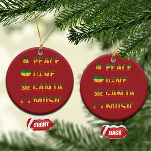 Rasta Weed Christmas Ornament Peace Love Ganja Marijuana Cannabis Reggae Music TS10 Circle Red Print Your Wear