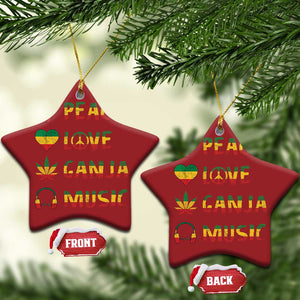 Rasta Weed Christmas Ornament Peace Love Ganja Marijuana Cannabis Reggae Music TS10 Star Red Print Your Wear