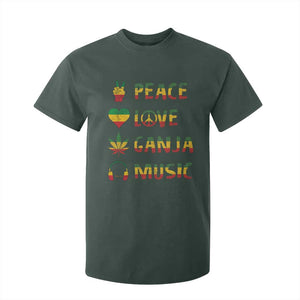 Rasta Weed T Shirt For Kid Peace Love Ganja Marijuana Cannabis Reggae Music TS10 Dark Forest Green Print Your Wear