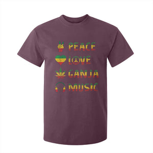 Rasta Weed T Shirt For Kid Peace Love Ganja Marijuana Cannabis Reggae Music TS10 Maroon Print Your Wear