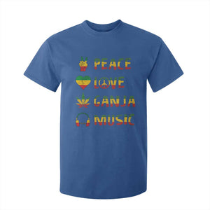 Rasta Weed T Shirt For Kid Peace Love Ganja Marijuana Cannabis Reggae Music TS10 Royal Blue Print Your Wear