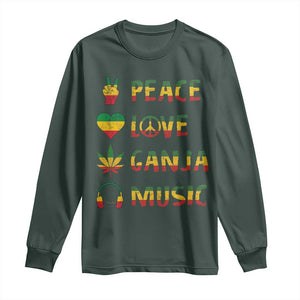 Rasta Weed Long Sleeve Shirt Peace Love Ganja Marijuana Cannabis Reggae Music TS10 Dark Forest Green Print Your Wear