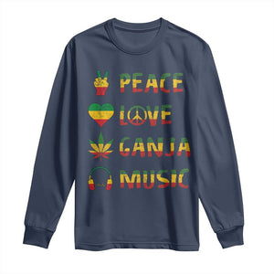 Rasta Weed Long Sleeve Shirt Peace Love Ganja Marijuana Cannabis Reggae Music TS10 Navy Print Your Wear