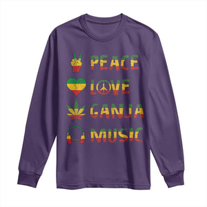 Rasta Weed Long Sleeve Shirt Peace Love Ganja Marijuana Cannabis Reggae Music TS10 Purple Print Your Wear