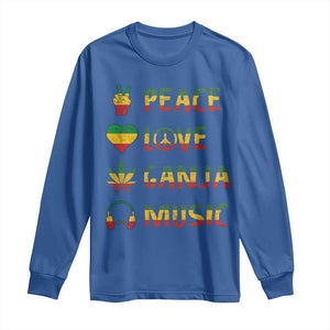 Rasta Weed Long Sleeve Shirt Peace Love Ganja Marijuana Cannabis Reggae Music TS10 Royal Blue Print Your Wear