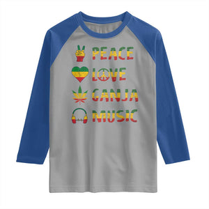 Rasta Weed Raglan Shirt Peace Love Ganja Marijuana Cannabis Reggae Music TS10 Sport Gray Royal Print Your Wear