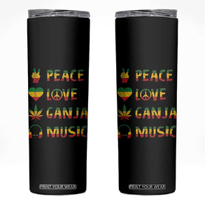 Rasta Weed Skinny Tumbler Peace Love Ganja Marijuana Cannabis Reggae Music TS10 Black Print Your Wear