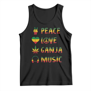 Rasta Weed Tank Top Peace Love Ganja Marijuana Cannabis Reggae Music TS10 Black Print Your Wear