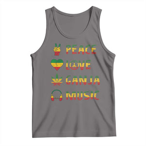 Rasta Weed Tank Top Peace Love Ganja Marijuana Cannabis Reggae Music TS10 Deep Heather Print Your Wear