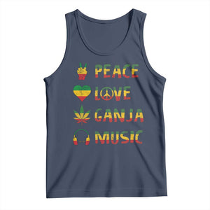 Rasta Weed Tank Top Peace Love Ganja Marijuana Cannabis Reggae Music TS10 Navy Print Your Wear