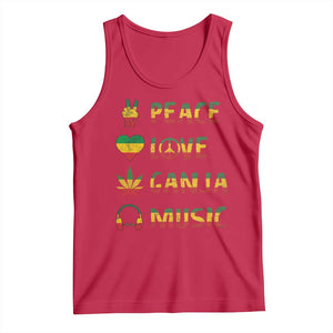 Rasta Weed Tank Top Peace Love Ganja Marijuana Cannabis Reggae Music TS10 Red Print Your Wear