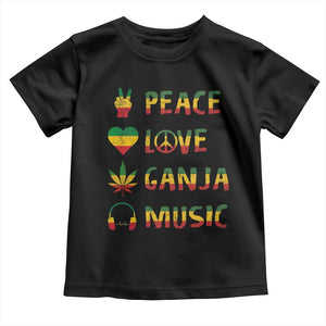 Rasta Weed Toddler T Shirt Peace Love Ganja Marijuana Cannabis Reggae Music TS10 Black Print Your Wear